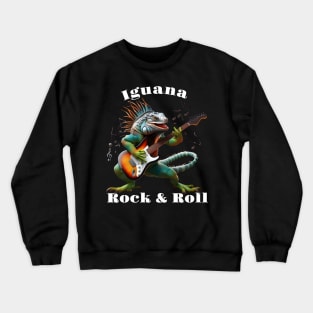 Rockstar Iguana in a Colorful Music Burst Crewneck Sweatshirt